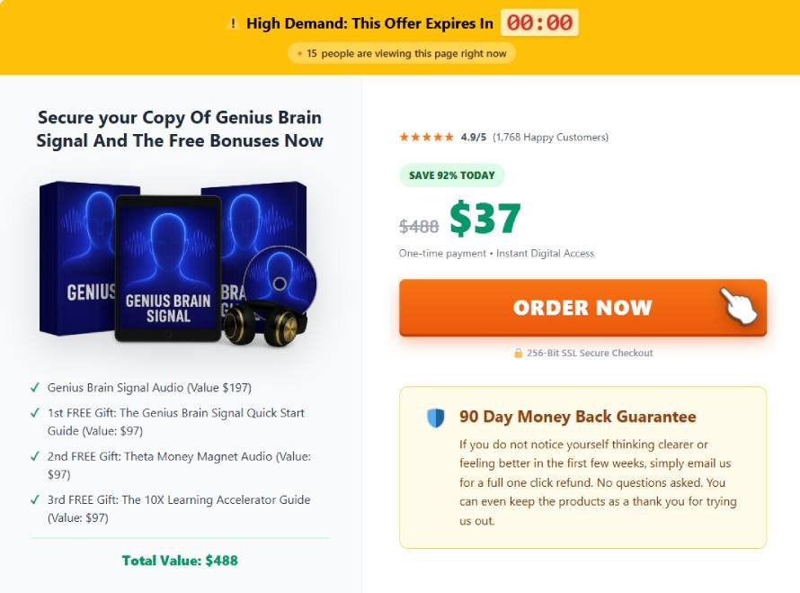 Limited-time pricing offer for the Genius Brain Signal digital audio just 37$